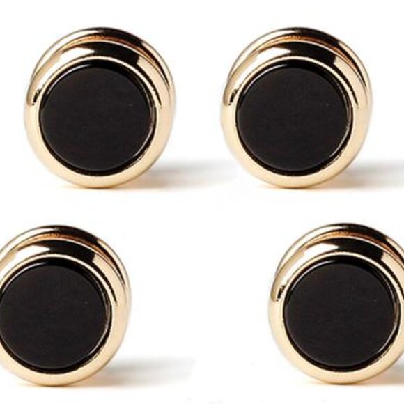 Genuine Onyx Stone Classic Round 4 GOLD Studs - Picture 1 of 1